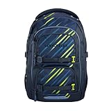 coocazoo Porter Schulrucksack „Fast Lime”, schwarz-blau, ergonomischer & anpassbarer Tornister, höhen- & größenverstellbar, mit Brustgurt & Hüftgurt, ab der 3. Klasse