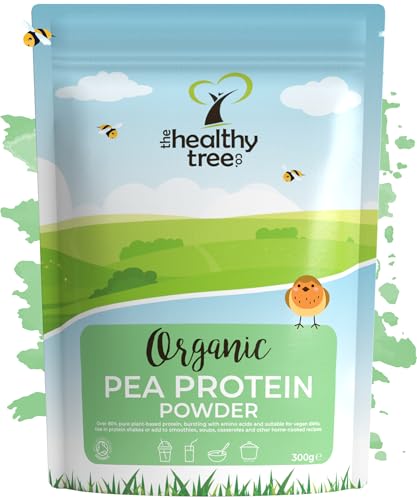 Organic Pea Protein Powder - European Vegan Protein Powder by TheHealthyTree Company for Muscle Growth & Recovery - Non-GMO and Keto - Natural Unflavoured Pea Protein (300g)
