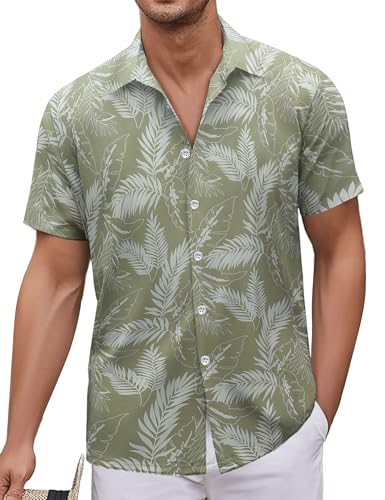Mens Hawaiian Shirt, Short Sleeves Button Down Beach Clothing, Unisex Summer Flamingos Casual Aloha Floral Shirts