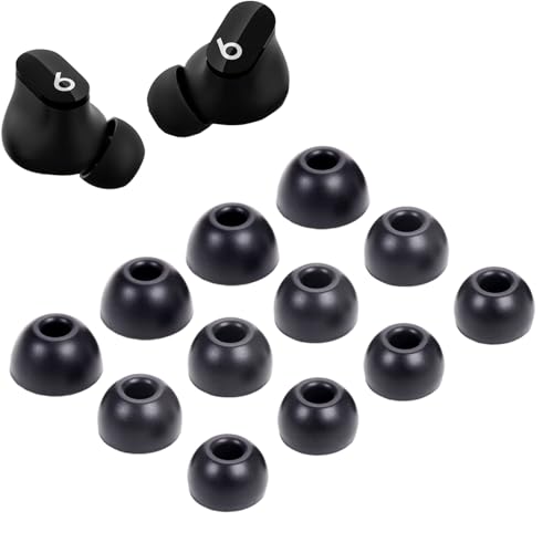 Replacement Silicone Tips Earbuds Buds Eartips Set for Beats Studio Buds Earphone Headphones,6 Pairs (Black)