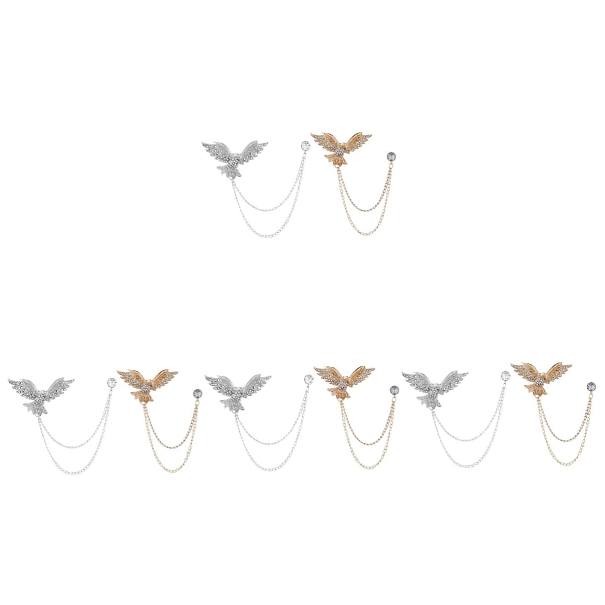 Abaodam 8piezas Alfiler De Solapa De Águila Con Cadena y Cristales Para Trajes y Camisas Bodas y Eventos Formales