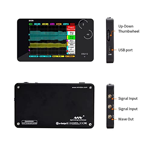 Image of DS212 Handheld Oscilloscope 2 Channel 1MHz Bandwidth 10MSa /s Sampling Rate Mini Oscilloscoper Software Open Source for Electronic Beginner