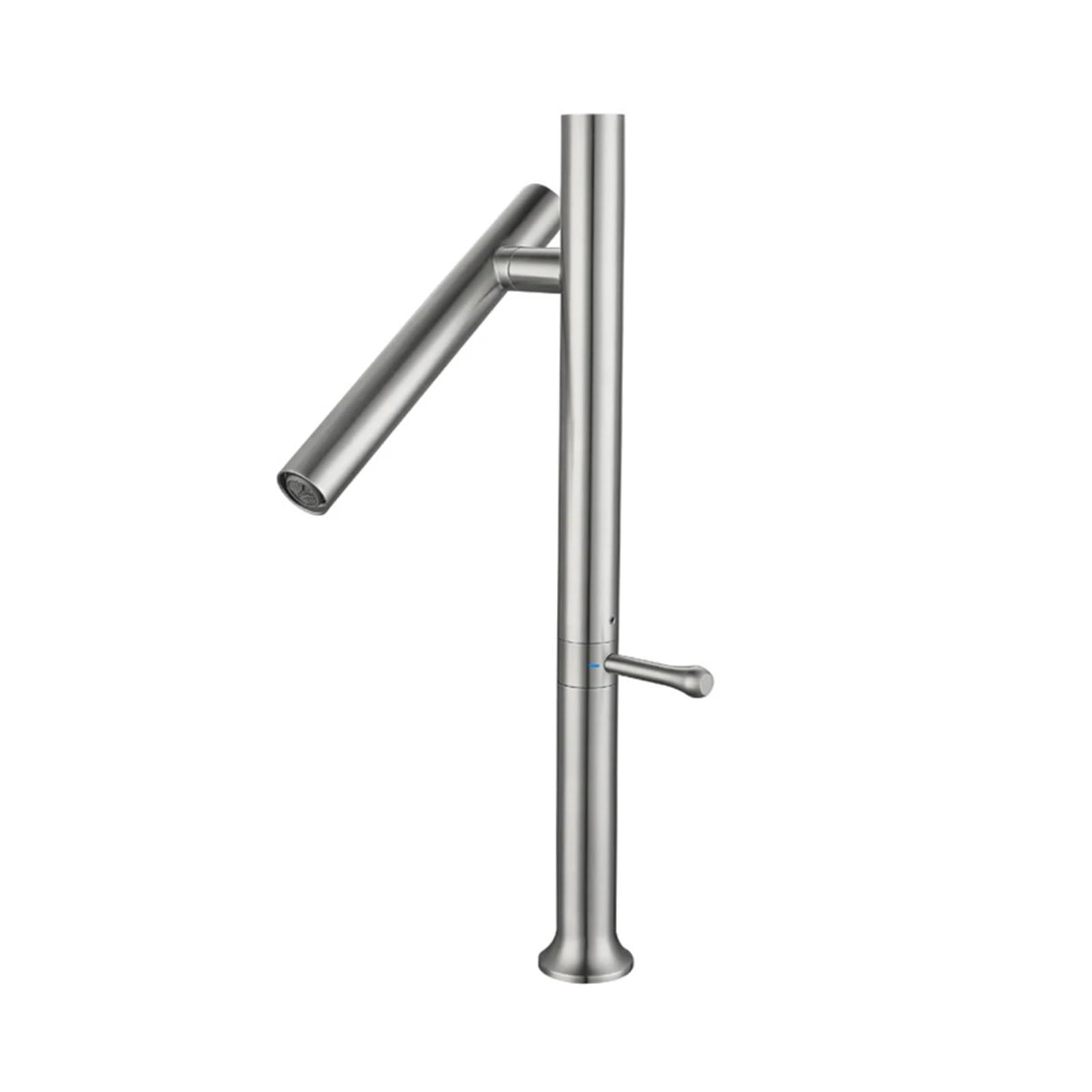 Küchenarmatur aus gebürstetem Nickel, Edelstahl, 360° drehbar, Einhebelmischer für die Montage auf Waschtischplatten, Kalt- und Warmwasseranschluss