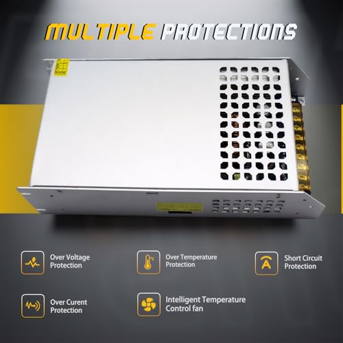 SWTPWR - Fuente de alimentación de 24 V, 24 V, 41 A, 1000 W, convertidor de CA a CC, 110 V/120 V a 24 V, transformador LED, ventilador de refrigeración inteligente, diseñado para tiras de LED, CCTV y - imagen 6