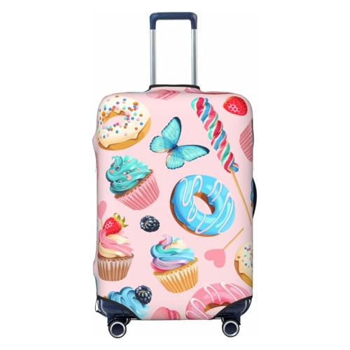Cupcakes And Donuts Print Luggage Cover For Suitcase,Washable Elastic Travel Suitcase Protector With Zipper Closure And Bottom Buckle – Fits 18-32