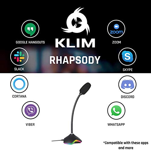 KLIM™ Rhapsody + Microfono da Gaming USB con Luce RGB + novità 2020 + Suono di Alta qualità + Ideale per Registrazione e dettato vocale, Live, Youtube, Podcast + Compatibile con Windows, Mac, PS4