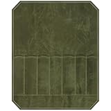 Rollo de cuchillos de chef de lona verde, estuche de almacenamiento portátil con correas, múltiples ranuras para cuchillos