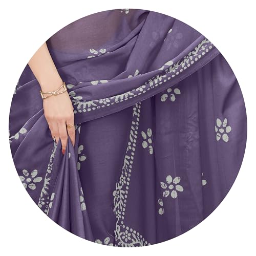 Image of MIRCHI FASHION Saree for Woman Chiffon Batik Printed | Lightweight Daily Wear Women's Office Sari with Blouse Piece (Available in 40 Colours)