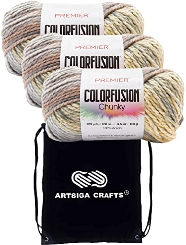 Hilo para tejer mantas de invierno Premier Yarns Colorfusion con bolsa de transporte 2