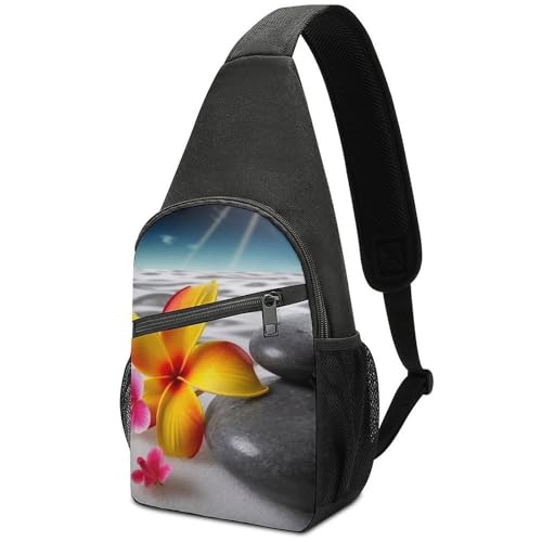 Mochila tipo bandolera deportiva Tropical Flower y Zen Stone miniatura 1