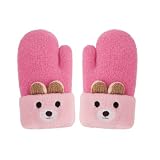 Holiberty Toddler Baby Knitted Winter Gloves Cable Mittens Cute Cartoon Bear Kids Boys Girls Thermal Thick Fleece Lined Gloves Wool Warm Knit Snow Ski Cold Weather Gloves Children Age 0-3Y
