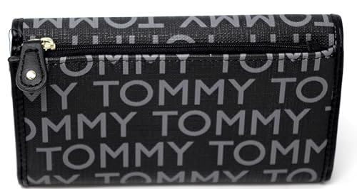 Tommy Hilfiger Women's TH Logo Print Checkbook Wallet Clutch Bag - Black/Gray2