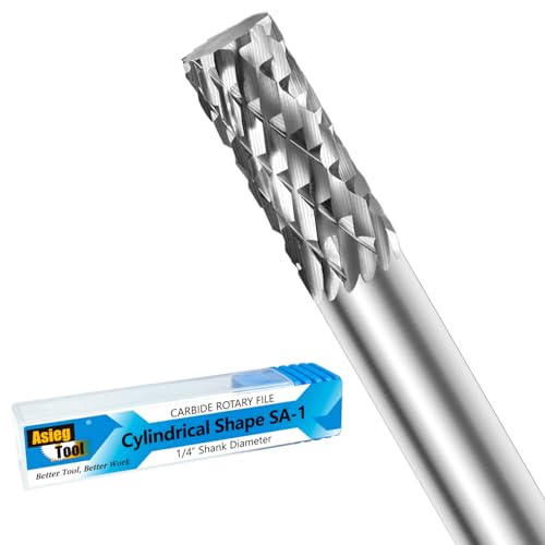 Image of SA-1 Solid Tungsten Carbide Burr Rotary File Cylindrical Shape Double Cut for Die Grinder Drill Bits 1 /4'' Inch Diameter of Shank and Cutter 5 /8'' Inch Cutter Length