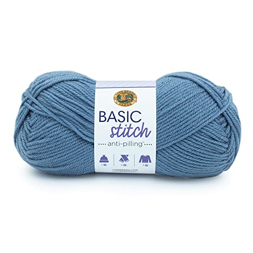 Image of Lion Brand Yarn Basic Stitch Anti-Pilling Yarn for Crocheting, Knitting, and Crafts, Stonewash, 1 Pack