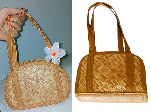 Image of han bag bamboo (LOCK) Bamboo Bags for Women - Handmade Wicker Woven Purse Handbag (pack of 1 pcs)