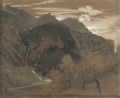 Lámina paesaggio montuoso di John Ruskin cuadro retro premium para colgar en pared