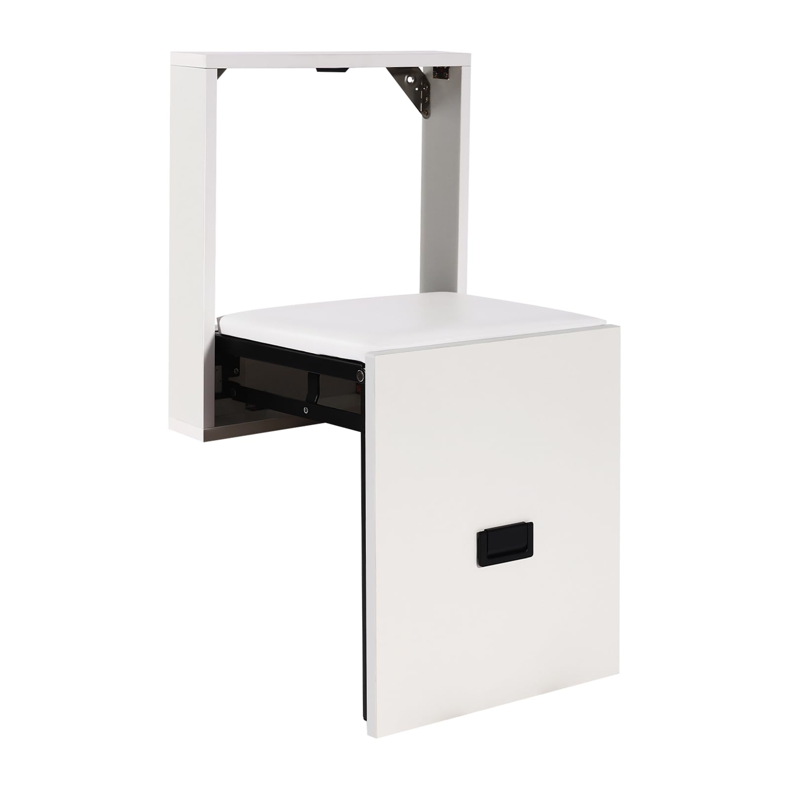 Krzesło składane ścienne, 35,5 x 36,5 cm, składane siedzisko, ściana krzesło składane, obciążenie całkowite 150 kg, montowany na ścianie, składany taboret na buty (czysta biel)