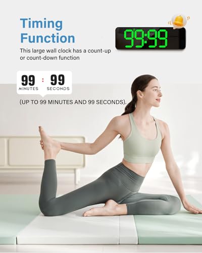 Image of Digital Wall Clock, Digital Clock, Large Display with Remote, Wired LED Alarm Clocks with Date, Week, Temperature, Humidity, Auto DST Countdown, for Living Room