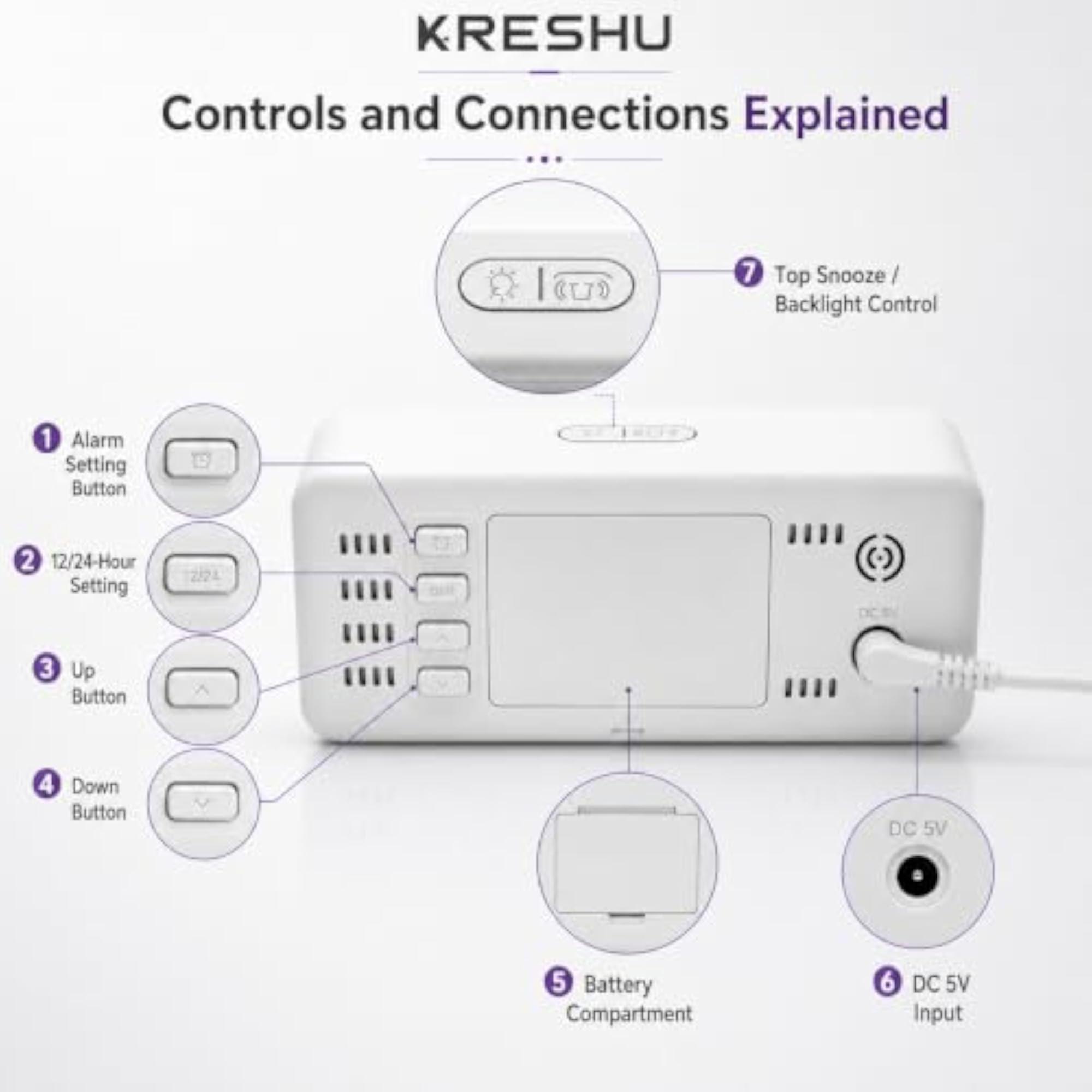 Digital LED Table Alarm Clock with Mirror Display