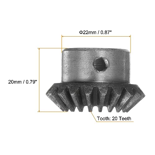 Image of HARFINGTON 2pcs Bevel Gear 1M 20 Teeth 16mm Shaft Hole 1:1 Tapered Bevel Pinion Gear 45# Steel 1.5 Module 90 Degree Steering Gear, for Hardware Mechanical Rotation