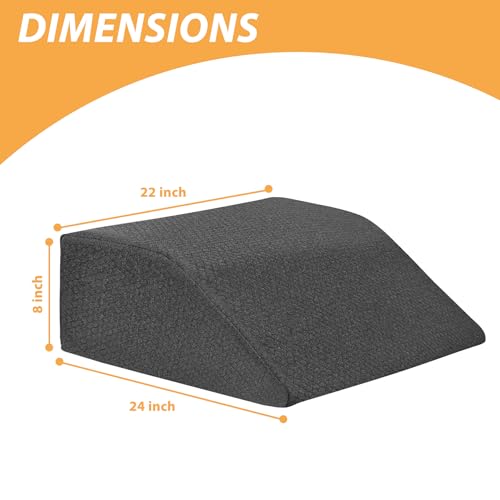 Image of Bedluxe Leg Elevation Pillows, Leg Pillows for Sleeping, Cooling Gel Memory Foam Top, Wedge Pillow for Legs, Leg Wedges for Circulation, Swelling, After Surgery - Removable Cover (8 Inch, Black)