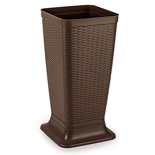 AC - Paragüero de plástico - Modelo Rattan - Soporte para Paraguas Cuadrado para Entrada de oficinas, Negocios, hogar - 51,5 x 26 x 26 cm - Color Wengue