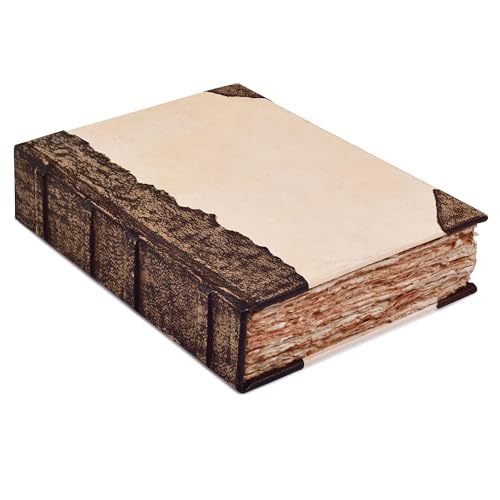 Rustic Vintage Leather Spine Bound Journal - 200 Pages 6X4(A6) Brown - Handmade Antique Deckle Edges Watercolor Paper - Book of Shadows/Spell - Writing Notebook Sketchbook for Women and Men by