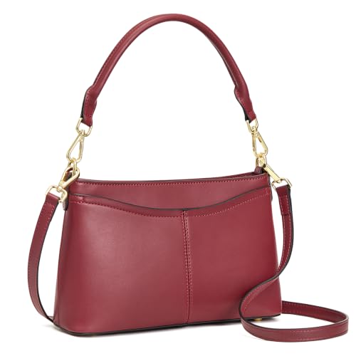 Image of Kattee Genuine Leather Crossbody Bags for Women Small Shoulder Purse Handbags with 2 Detachable Straps 6 Card Slots