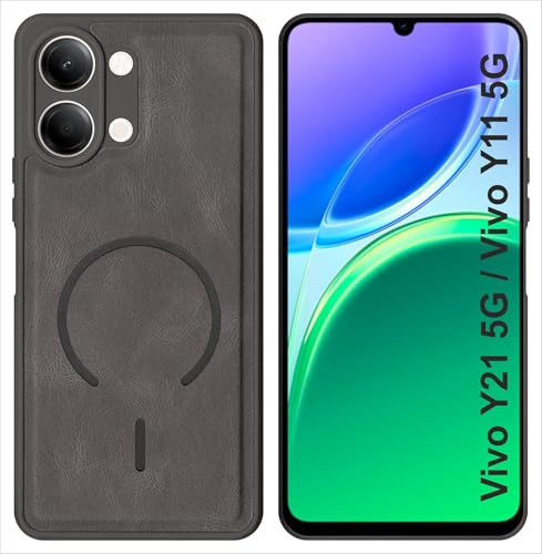 Image of SBMS Back Cover for Vivo Y21 5G / Y11 5G | Ultra Slim Soft Rubberised Hard Case | Oil Feel Soft Leather Back | Mag-Safe Design (Mag-Safe Not Support) | Camera Protection Case for Vivo Y11 5G (Grey)