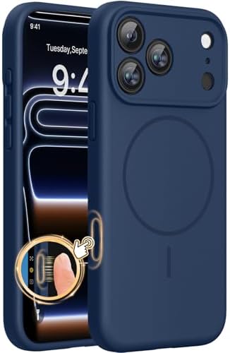Miracase Magnetic for iPhone 17 Pro Case, Compatible with MagSafe, Integrated Silicone Camera Control Cover, 3.0mm Thicken Shockproof Drop Protection Phone Case for 17 Pro,Dark Blue