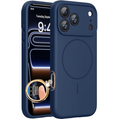 Miracase Magnetic for iPhone 17 Pro Max Case, Compatible with MagSafe, Integrated Silicone Camera Control Cover, 3.0mm Thicken Shockproof Drop Protection Phone Case for 17 ProMax, Dark Blue