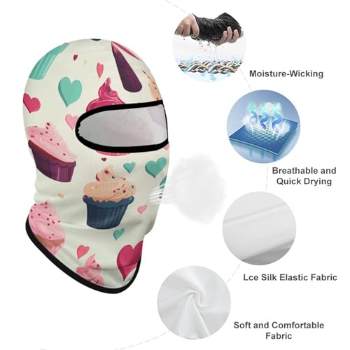 Balaclava Cupcake Candy Hearts Sweet para hombres y mujeres, máscara facial con protección solar y transpirable, cubierta completa para senderismo, ciclismo, correr y conducir miniatura 3