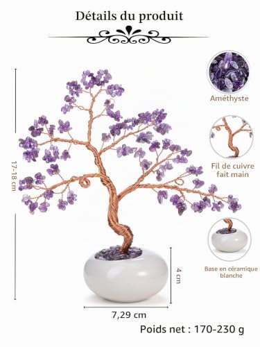 JSDDE Zen Arbre de Vie Décoration en Pierres Améthyste Pin Accueillant – vue 6