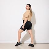 Merry Style Krótkie legginsy damskie Plus Size z wiskozy, z koronką MS10-453 (Czarny, 7XL)