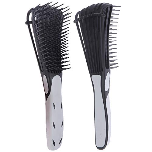2Pcs Detangling Brush for Natural Hair Detangle Hairbrush for Afro America 3a to 4c Kinky Wavy, Curly, Coily Hair Brush for Men Women Wet Dry Thick Hair (Black)