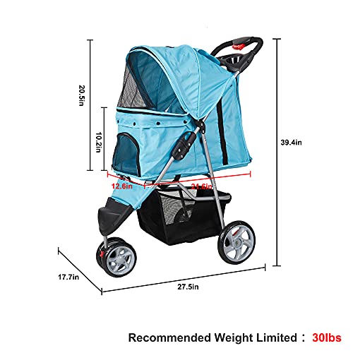 Livebest Folding Pet Stroller Elite Jogger Kitten Puppy Easy Walk Dog Cat Small Animals Travel Carrier with 360 Rotating Front Wheel - Thumbnail 3