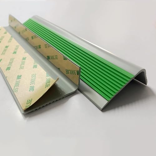 Protector de borde de escalera de goma en L verde de 115cm para peldaños de madera y metal 8