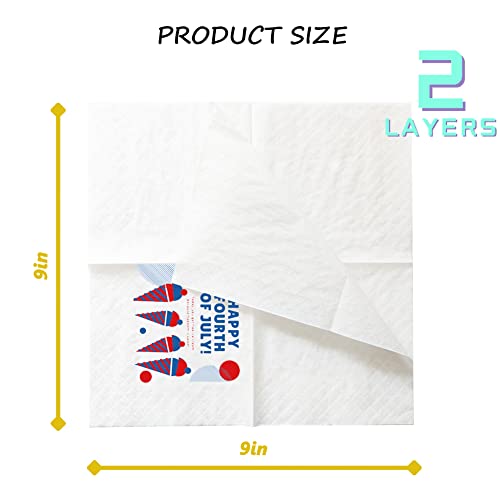 Geloar 100 Pack Happy 4Th Of July Paper Cocktail Napkins For America Usa Themed Patriotic Party Veterans Day Election Day Independence Day Memorial Day Decorations | 2-Ply, 5X5 Inches (Ice Cream) #TOP2