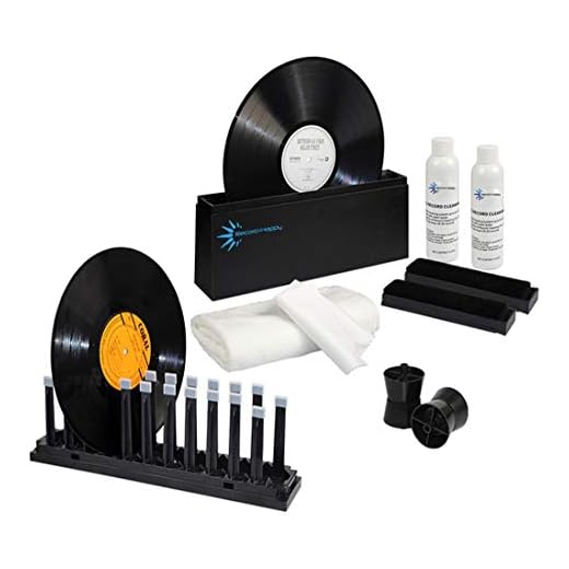 Record Washer Deep Cleaning System - Premium Cleaner Kit by Record-Happy Includes Drying Rack 10oz Cleaning Solution, 2 Brushes, Cloths and Accessories for 33 and 45 RPM. Keep Your Lp Albums Like New