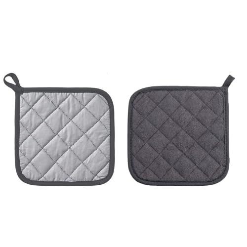 2 Pack Black Heat Resistant Pot Holders, Kitchen Hot Pads Set