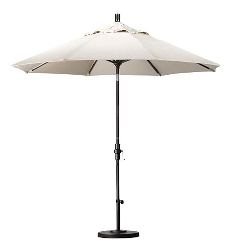 California Umbrella 9' Round Aluminum Market Umbrella, Crank Lift, Collar