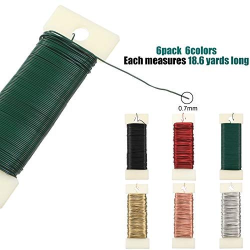 6 Rolls 112 Yards Floral Flexible Paddle Wire Floral Bind Wire For Crafts,Garland And Floral Flower Arrangements Diy Craft, Holiday Decoration (Green Red Silver Gold Black Rose Gold) #TOP1
