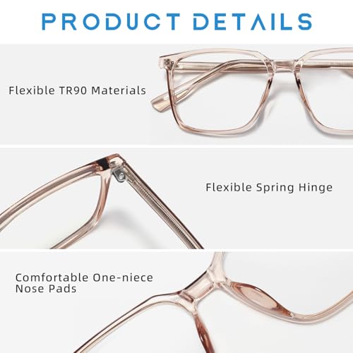 Image of Oversized Square Blue Light Blocking Glasses for Women Men Anti Glare Reduce Eyestrain Computer Glasses
