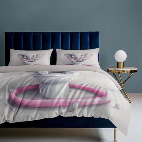 Funda nórdica de elefantes con 2 fundas de almohada de 80x80 cm en microfibra suave para niños 8
