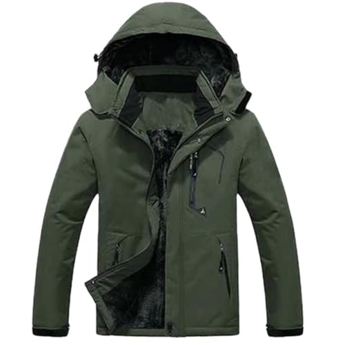 Parka homme hiver imperméable vert kaki doublée polaire de travail GUOYUXIAO