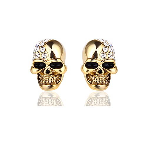 Xusamss Punk Body Piercing Earrings Crystal Skull Stud Earrings
