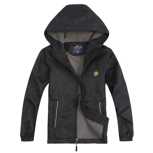Image of Jingle Bongala Kids Waterproof Rain Jackets Lightweight Raincoats Fleece & Knitted Lining Hooded Windbreaker for Boys Girls