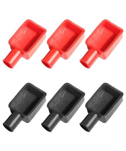 Flaconi 6 Piezas Tapas de Terminales de Coche,Cubiertas de Terminal de Batería,Cubierta de Goma Suave para Postes Positivos y Negativos,Tapa del Terminal de la Batería Goma,para Coches,Camiones