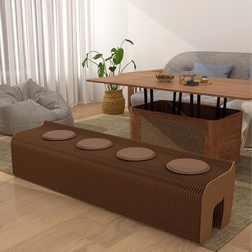 Banc pliant extensible marron et tabouret de canapé en papier