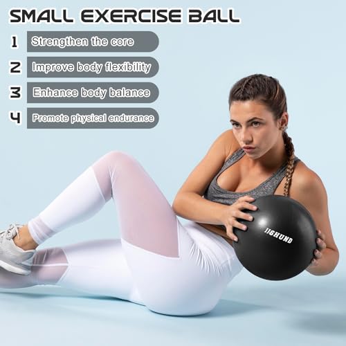 Image of jjshund Pilates Ball, 9,8 Inch Black Small Exercise Mini Yoga Soft Workout Ball for Home Gym Yoga, Pilates, Core Training, Workout, Balance, Stability